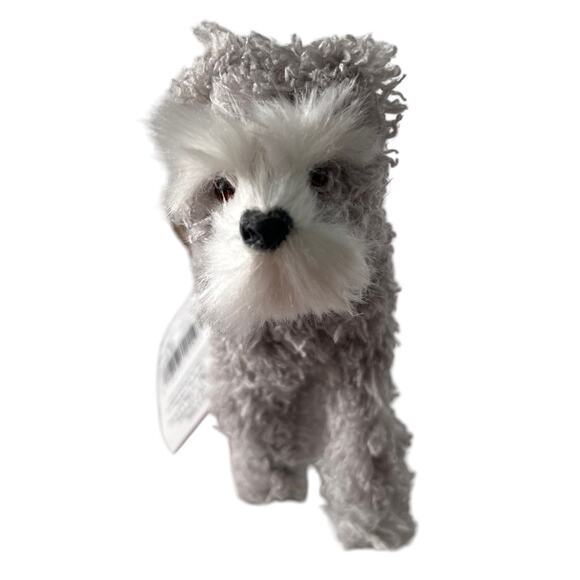 Dog Christmas Ornament Grey Faux Fur Snauzer Holidays Home Decor - Picture 2 of 6